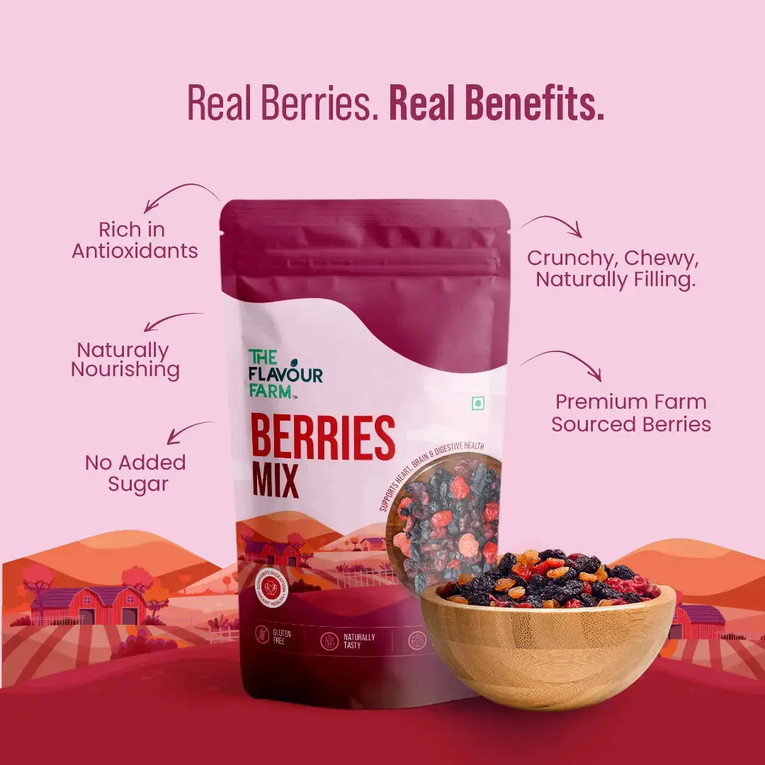 Premium Berries Mix | Natural Antioxidant-Rich Sweet & Tart Blend - The Flavour Farm
