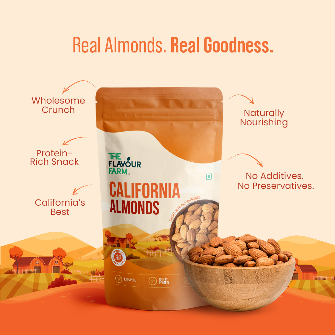 Premium California Almonds | Natural Plant Protein & Vitamin E Powerhouse - The Flavour Farm