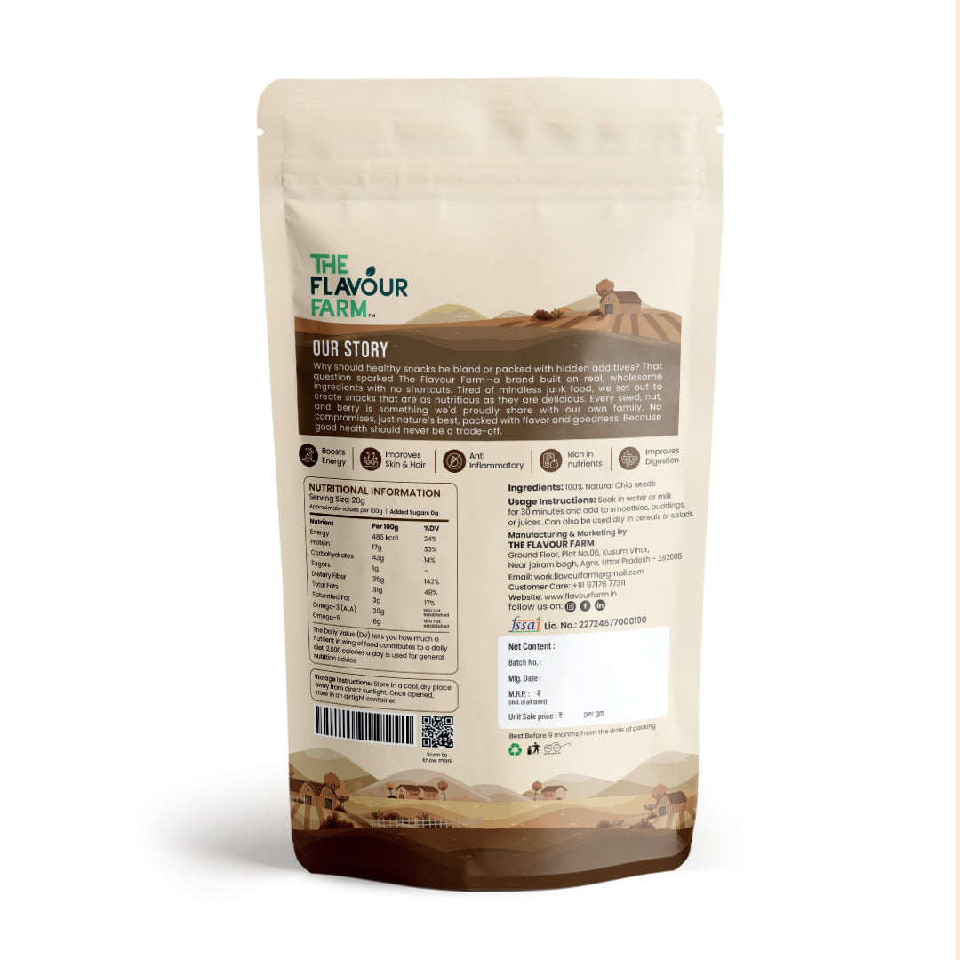 Premium Raw Chia Seeds – 100% Natural, Omega-3 Rich | The Flavour Farm - The Flavour Farm