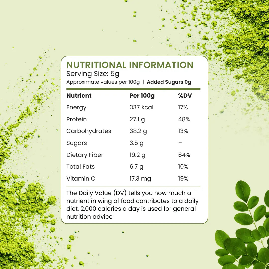Premium Moringa Powder | 100% Natural and Shade-Dried Superfood for Daily Nutrition - The Flavour Farm