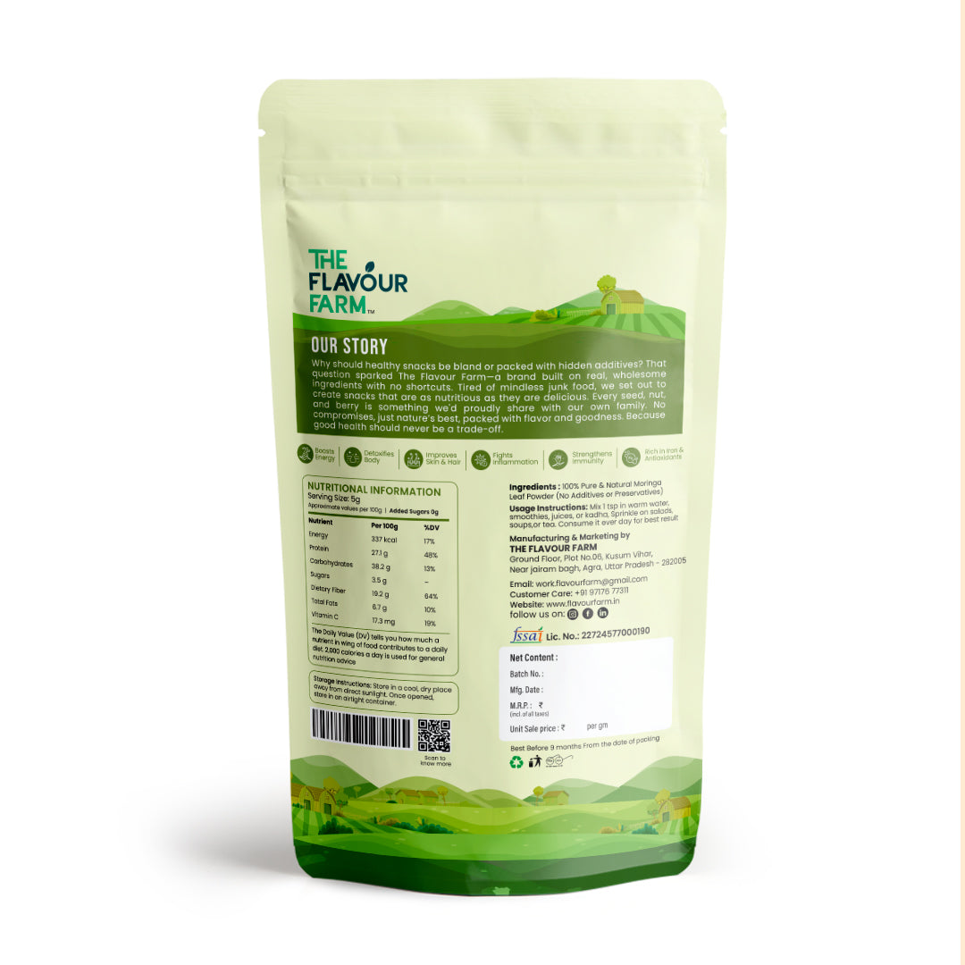 Premium Moringa Powder | 100% Natural and Shade-Dried Superfood for Daily Nutrition - The Flavour Farm