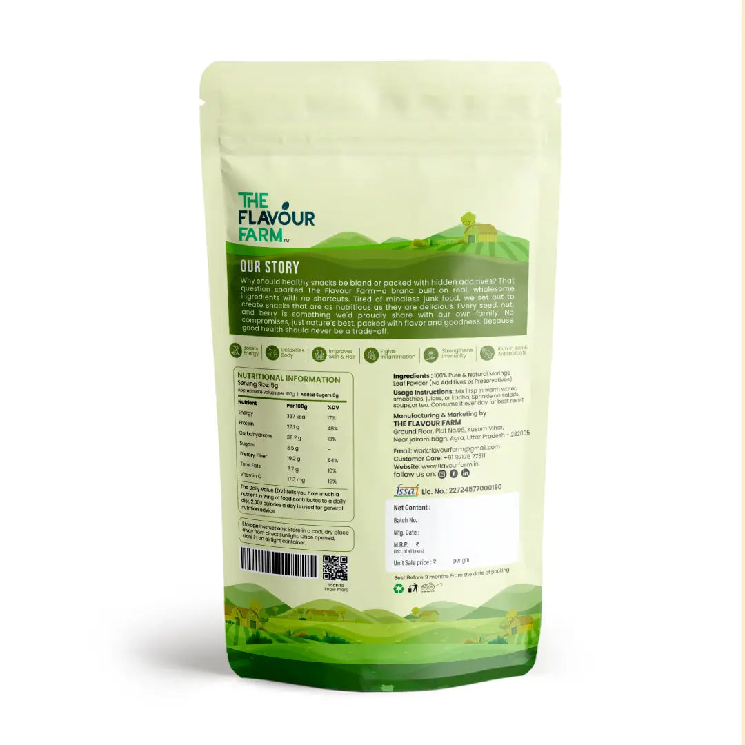 Premium Moringa Powder | 100% Natural and Shade-Dried Superfood for Daily Nutrition - The Flavour Farm