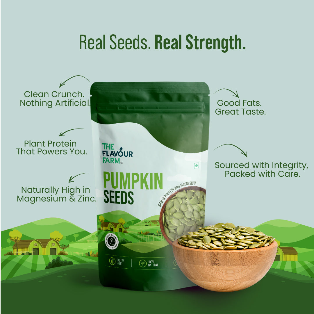 Premium Raw Pumpkin Seeds | Natural Magnesium, Zinc & Plant Protein Power - The Flavour Farm