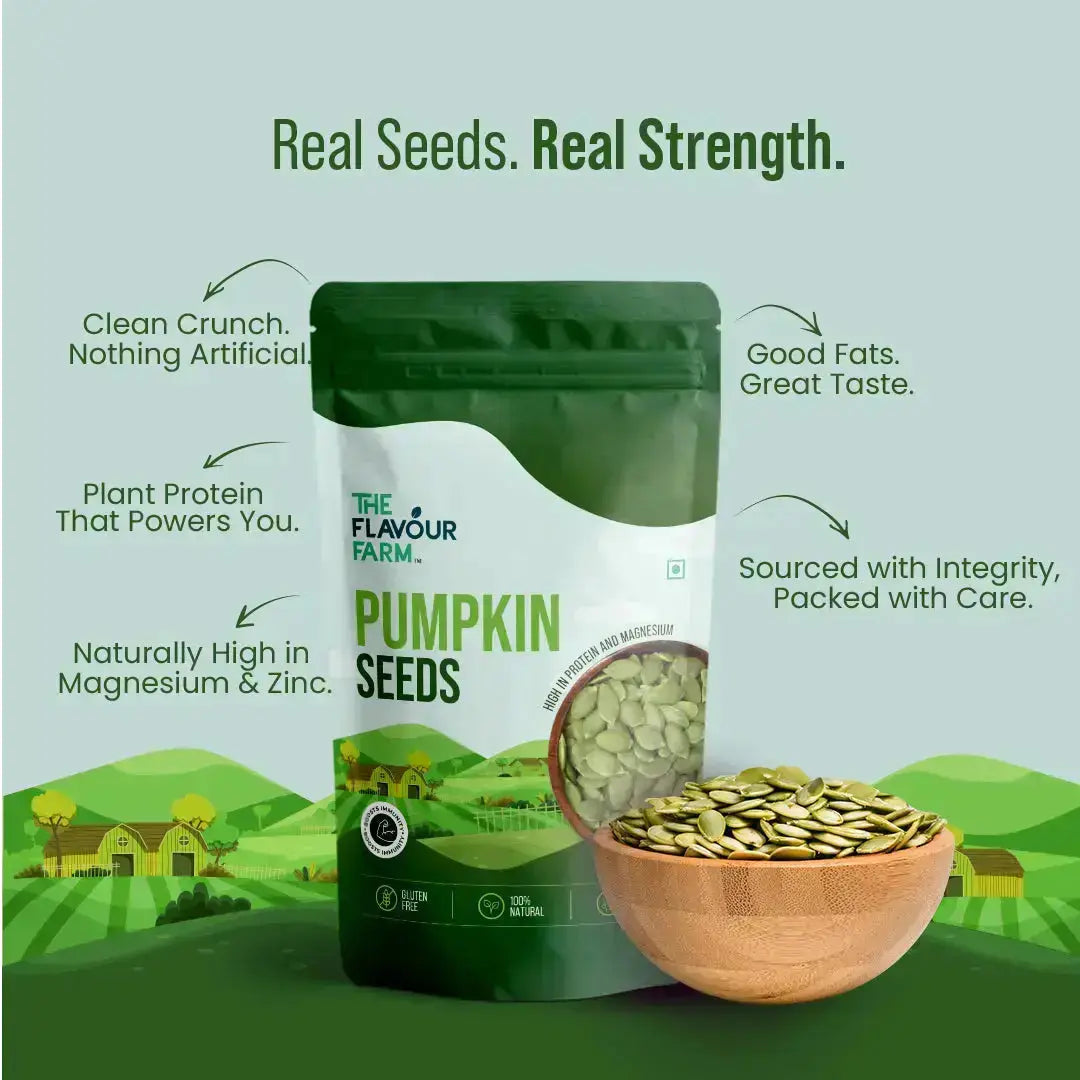 Premium Raw Pumpkin Seeds | Natural Magnesium, Zinc & Plant Protein Power - The Flavour Farm