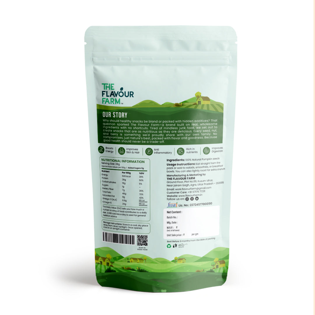 Premium Raw Pumpkin Seeds | Natural Magnesium, Zinc & Plant Protein Power - The Flavour Farm
