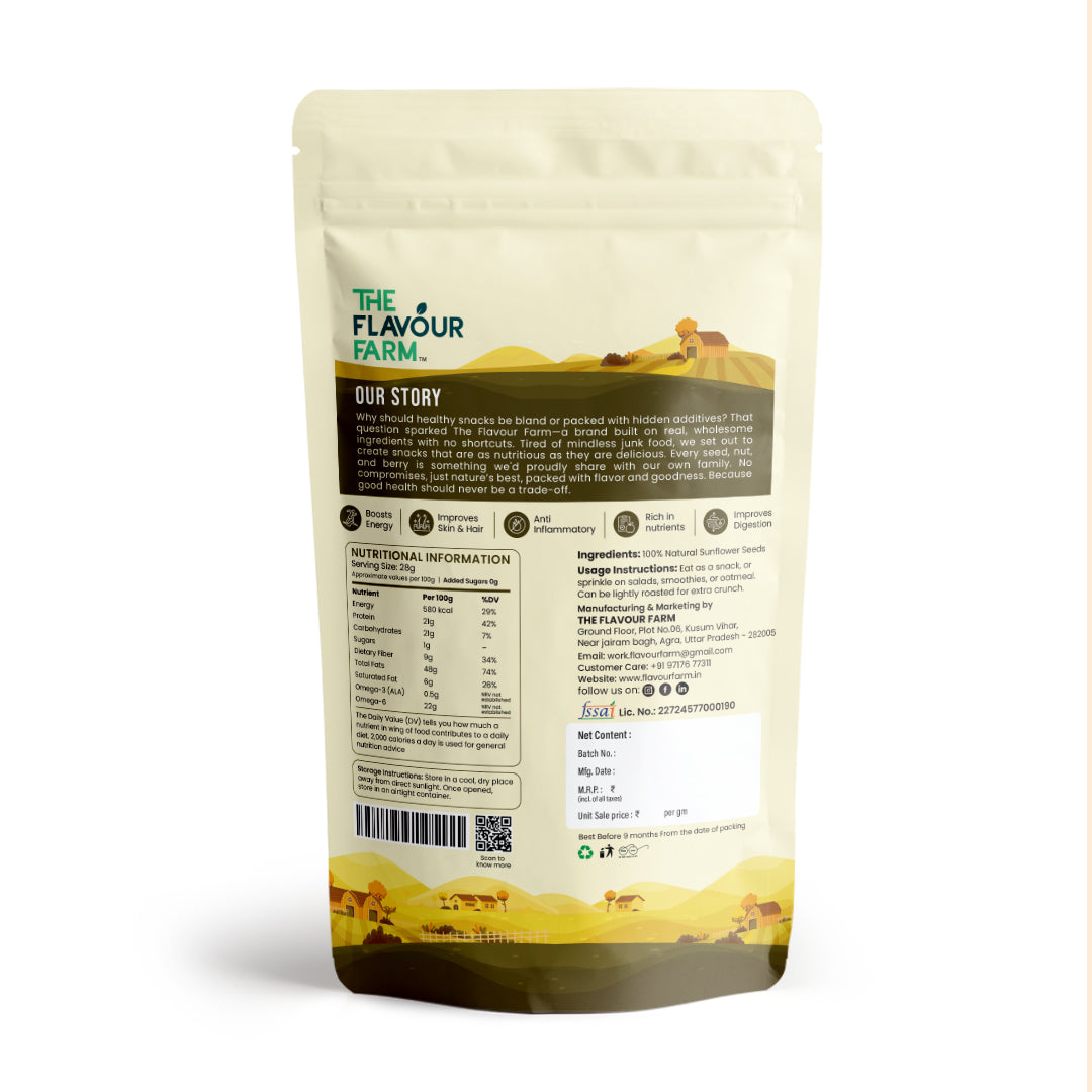 Premium Sunflower Seeds – 100% Natural, Rich in Vitamin E & Protein | The Flavour Farm - The Flavour Farm
