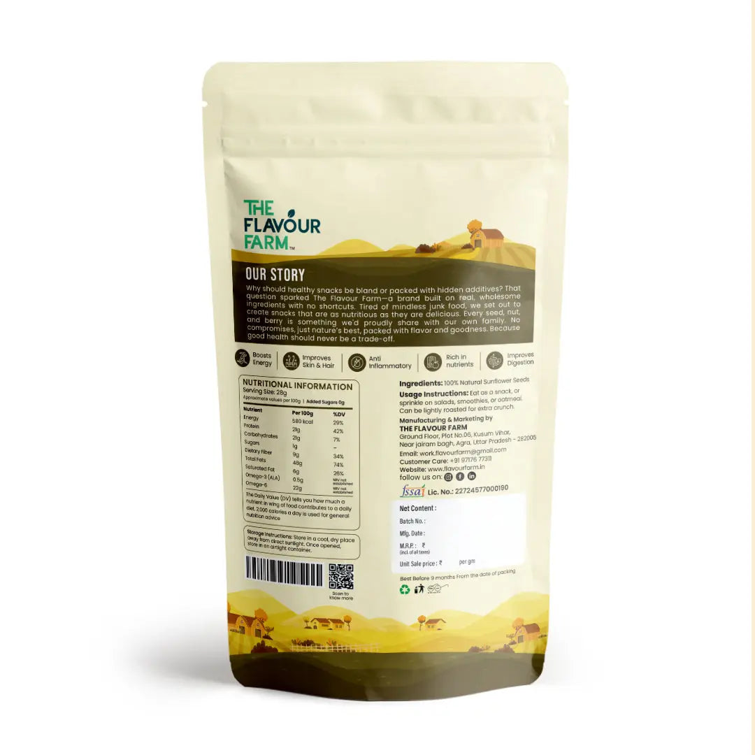 Premium Sunflower Seeds – 100% Natural, Rich in Vitamin E & Protein | The Flavour Farm - The Flavour Farm