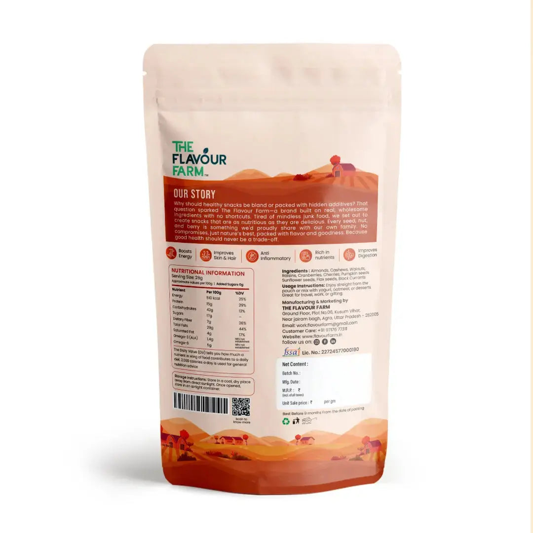 Premium 10-in-1 Healthy Trail Mix | Power Blend of Nuts, Seeds & Berries - The Flavour Farm