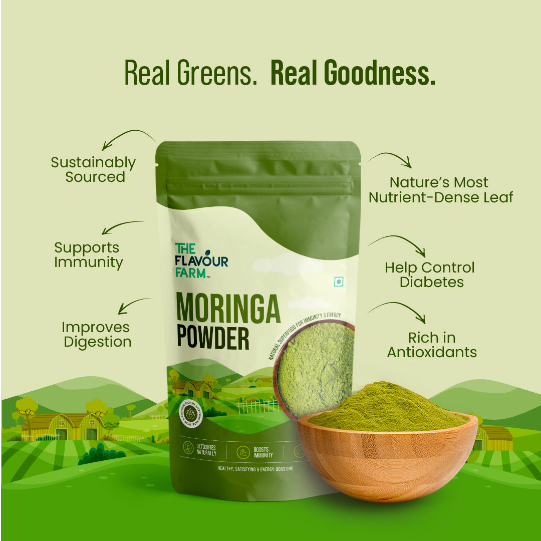 Premium Moringa Powder | 100% Natural and Shade-Dried Superfood for Daily Nutrition - The Flavour Farm