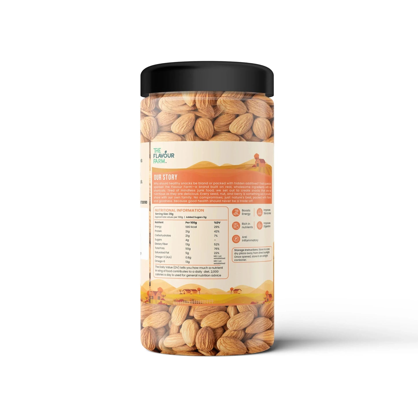 The Flavour Farm Premium California Almonds (500g Jar) Product vendor