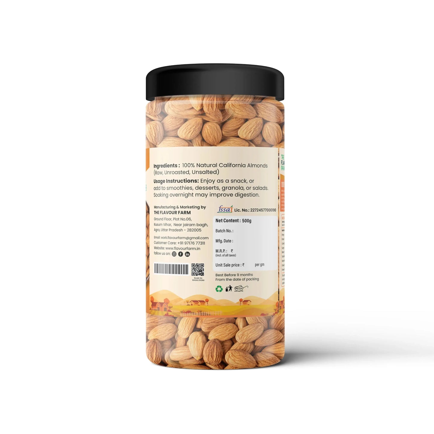 The Flavour Farm Premium California Almonds (500g Jar) Product vendor